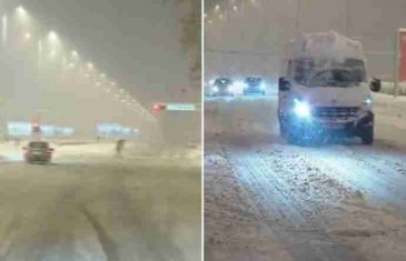 LEDENI PRIZORI NA PUTEVIMA: Pao snijeg, kamioni zaglavili na cesti
