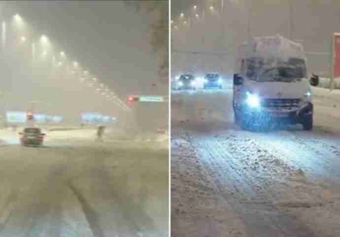 LEDENI PRIZORI NA PUTEVIMA: Pao snijeg, kamioni zaglavili na cesti