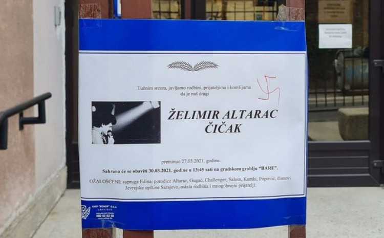 Sramotno: Na smrtovnici sarajevske muzičke legende Želimira Altarca Čička nacrtan kukasti križ