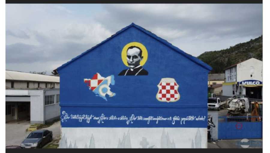 BOLESNI UMOVI U HERCEGOVINI: U Stocu osvanuo sramni mural sa granicama fašističke tvorevine NDH