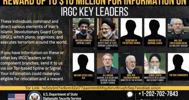 SAD raspisao lov na Khameneijeve ljude: 10 miliona dolara za informacije o 10 ključnih ljudi Irana