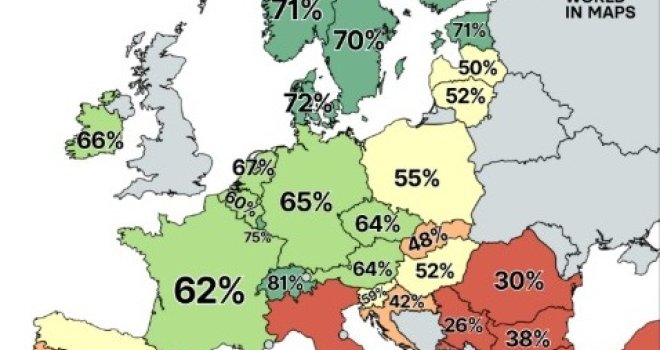 Kruži nova karta: Preko Hrvatske piše 42%, preko Srbije i Crne Gore 26, a BiH…