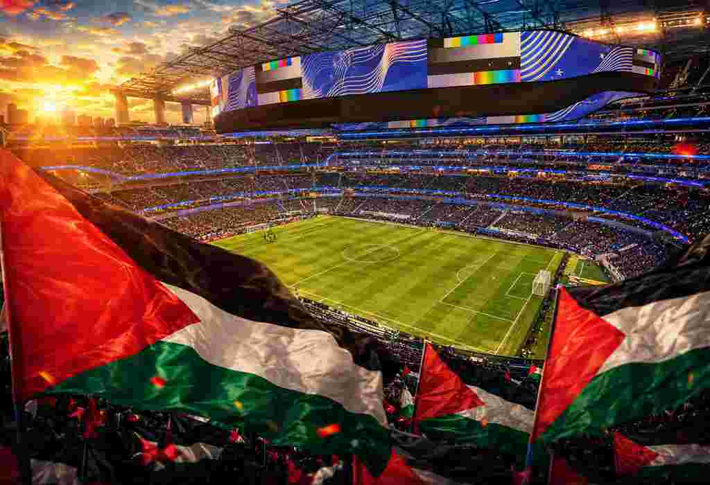 Više navijača na Svjetskom prvenstvu suočilo se s oduzimanjem palestinskih zastava unatoč FIFA-inim pravilima koja ih dopuštaju. Više navijača na Svjetskom prvenstvu suočilo se s oduzimanjem palestinskih zastava unatoč FIFA-inim pravilima koja ih dopuštaju.